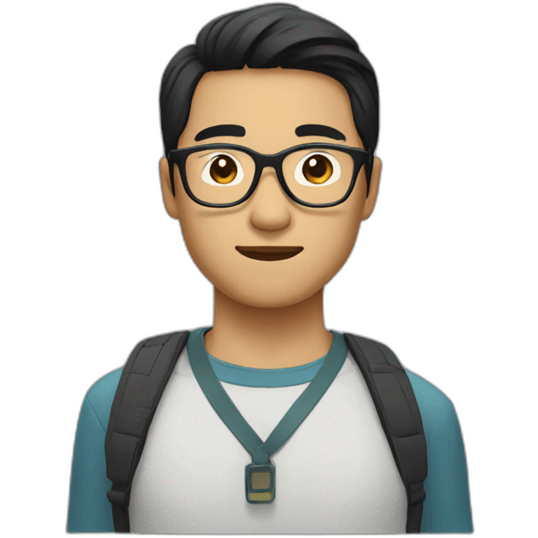 asian black hair man　wearing round glasses emoji