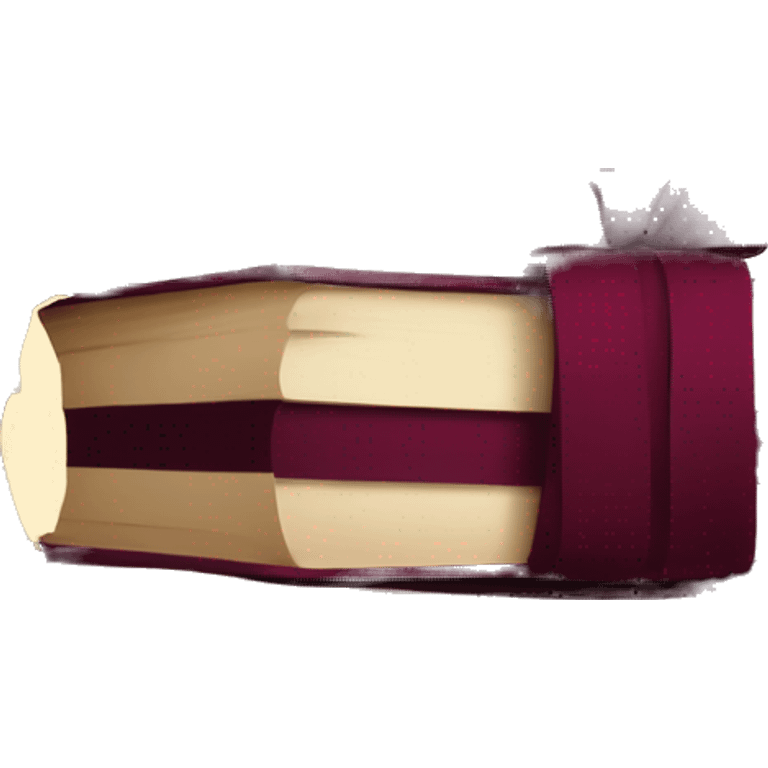 burgundy books stacked up and tied together by a burgundy bow emoji