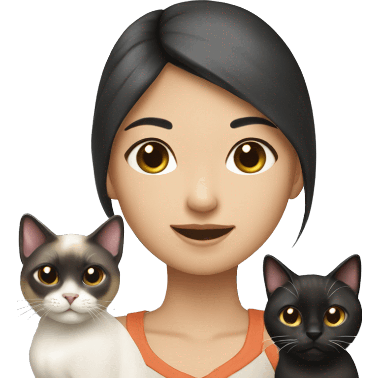 Asian girl with siamese cat emoji