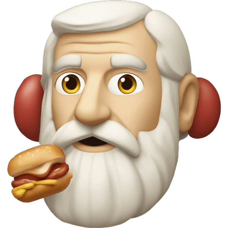 Epicurus the Greek philosopher with a cartoon hotdog in his mouth emoji