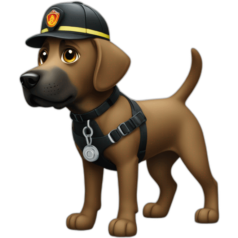 Un labrador noir pompier emoji