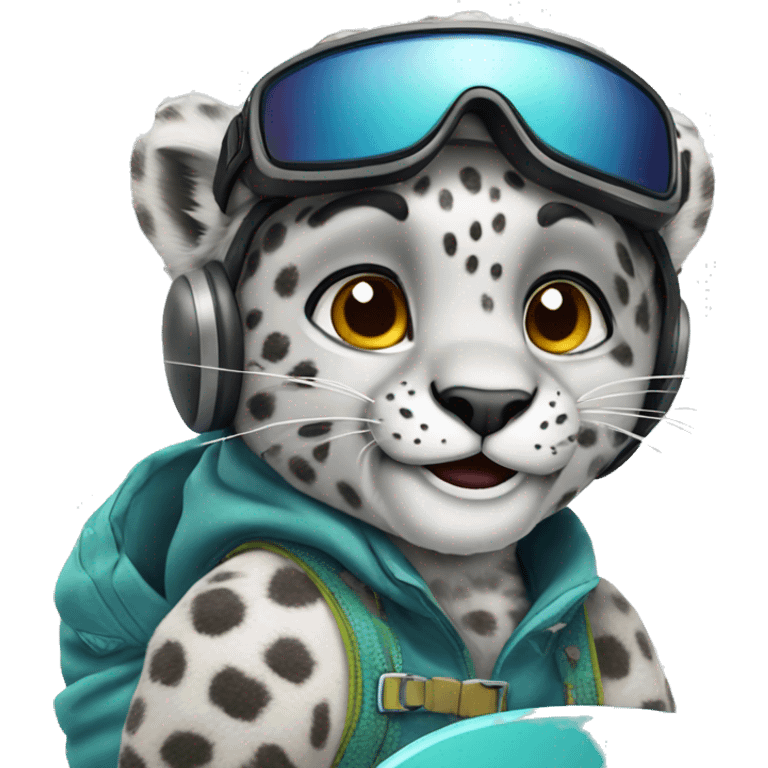 Snow leopard snowboarding  emoji