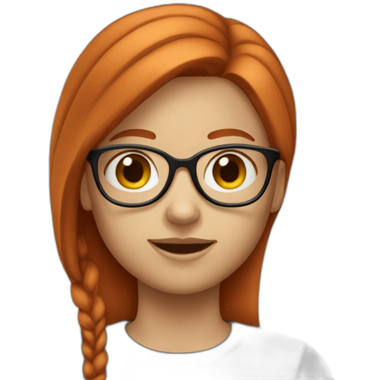 redhead girl with straight medium hair and glasses emoji