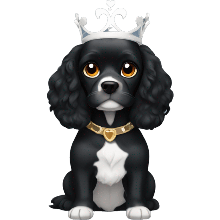 Small completely black king spaniel with white on chest emoji