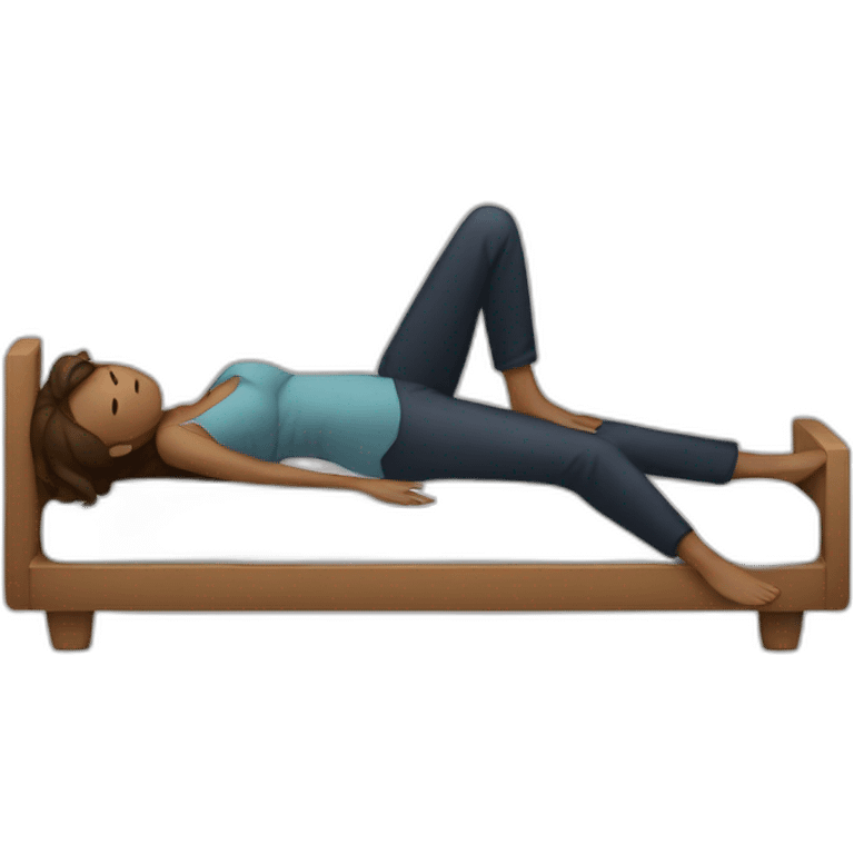 Woman laying down facing man emoji