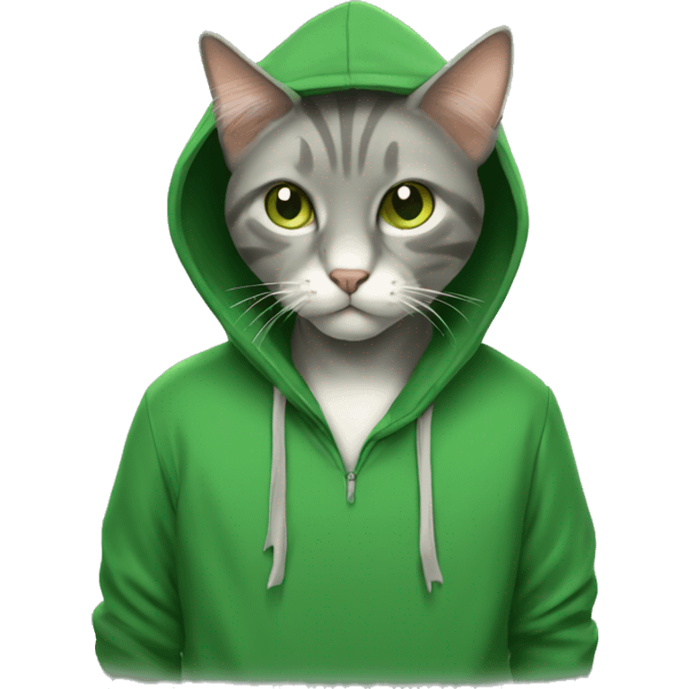 Fray cat with a green hoodie emoji