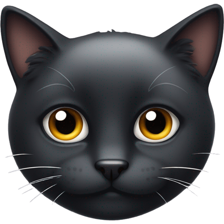 fluffy black cat with white spot on nose emoji