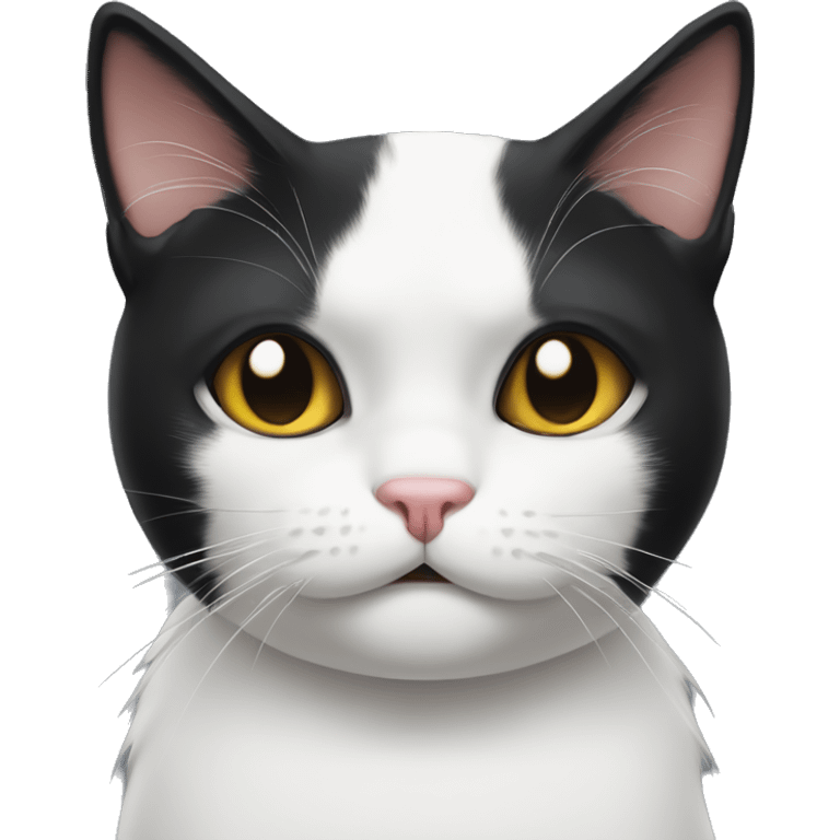 white and black cat making a pouty face emoji