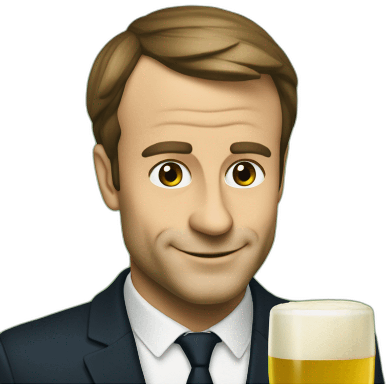 macron qui boit une biere verte emoji