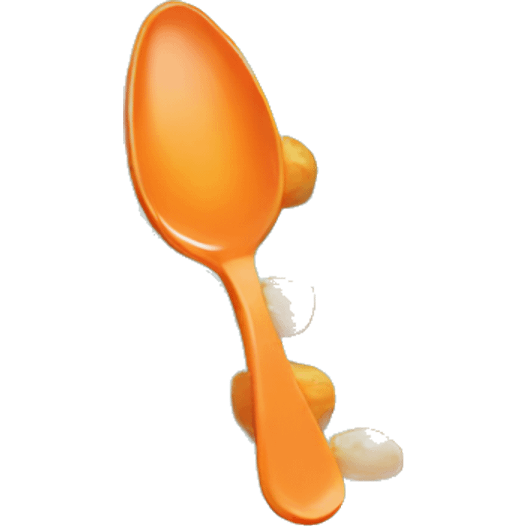 tiny turquoise color spoon with orange baby food emoji