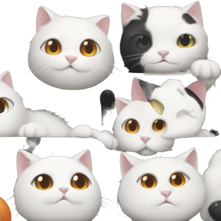 1 white cat, 1 black cat, and 1 orange cat emoji