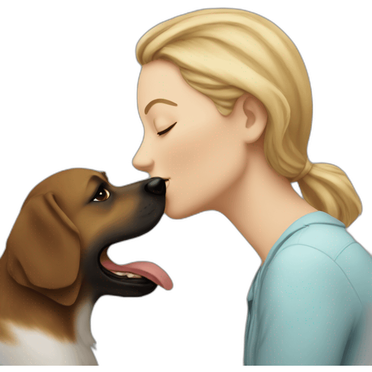 white woman kissing a dog emoji