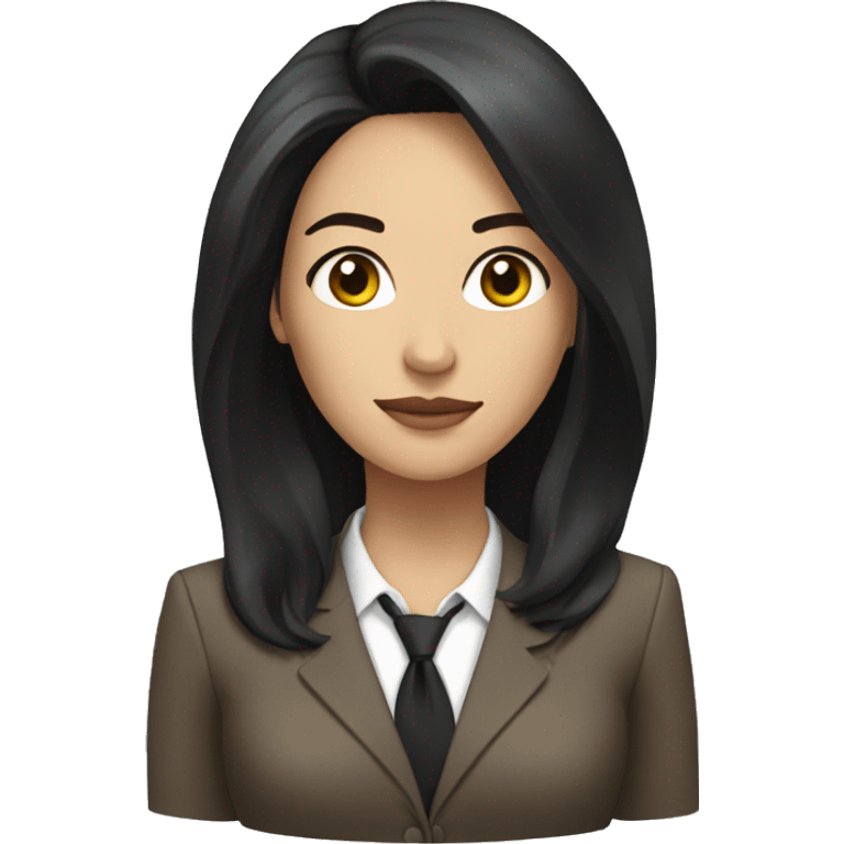 Female defense attorney with long black hair with brown suit emoji