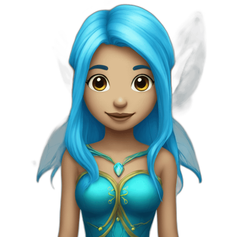 cute marine blue elf fairy with long hair emoji