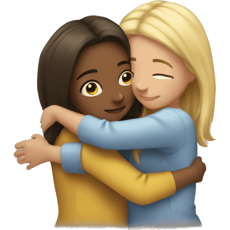 Two girls hug emoji