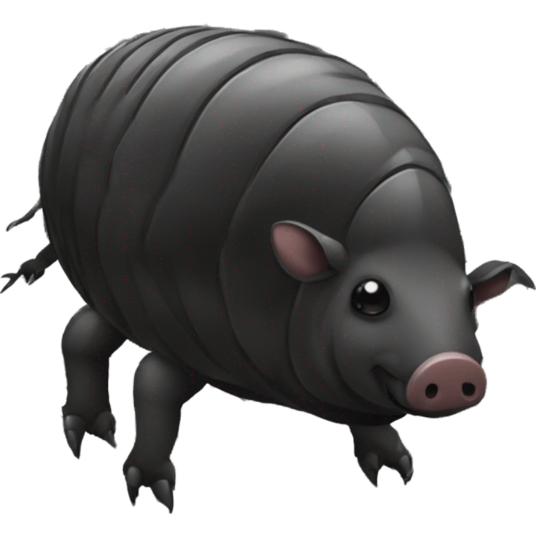 Graffiti patterns on a black pig armadillo centipede emoji