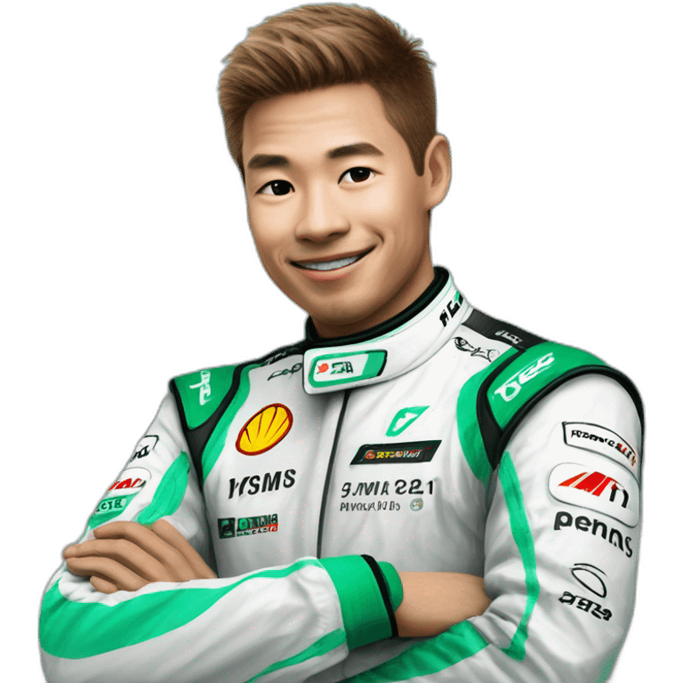 Yoshi dragon in a Mercedes AMG Petronas racing suit emoji