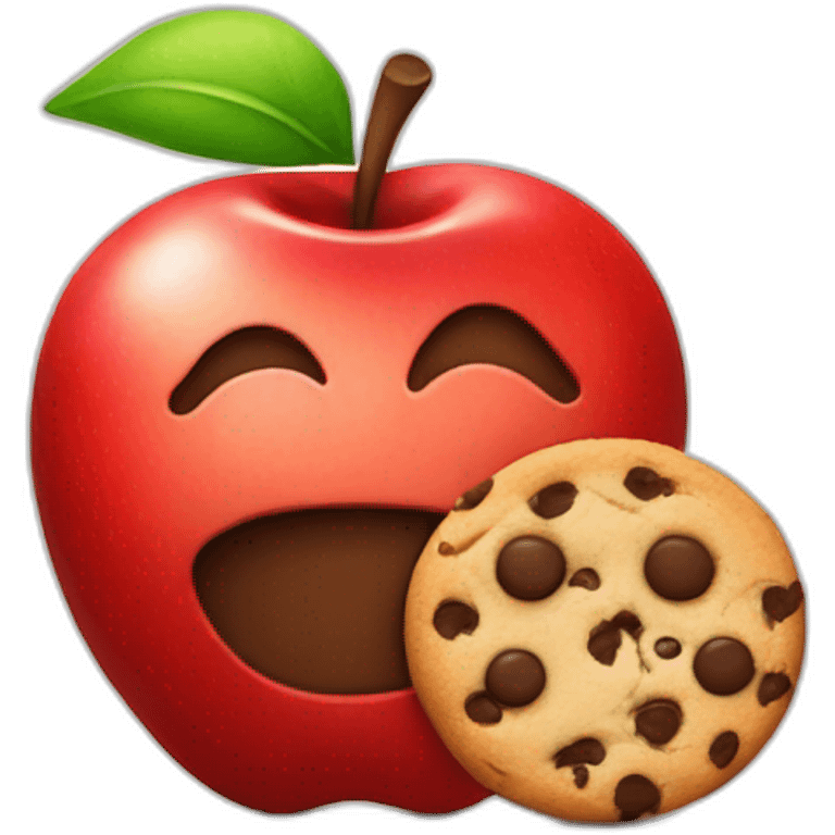 red apple and a chocolate chip cookie emoji