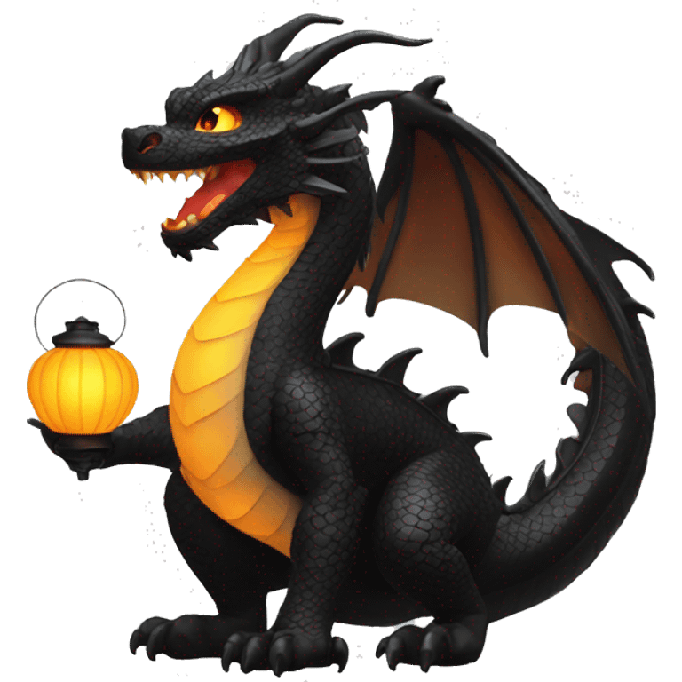 Black Dragon with lanterns on its tail emoji