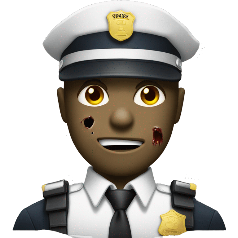 Cop as a zombie and hole in his face emoji