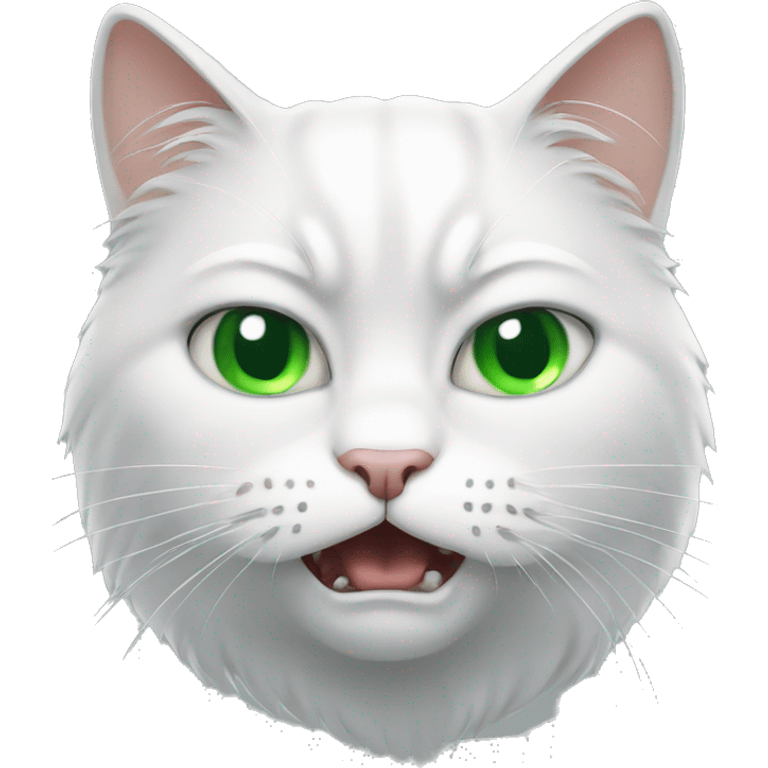 Angry white cat with green eyes emoji