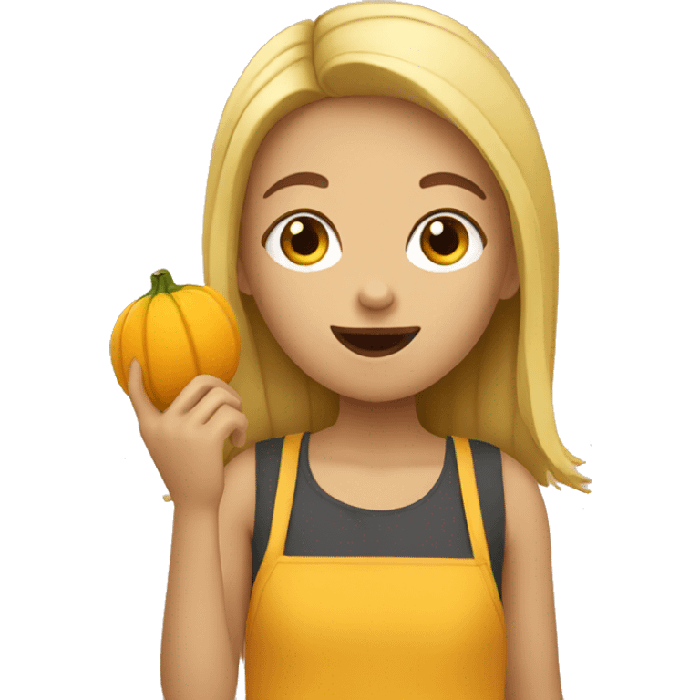 Girl eating squash emoji