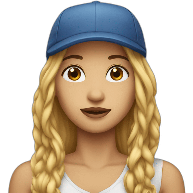 woman long hair with cap emoji