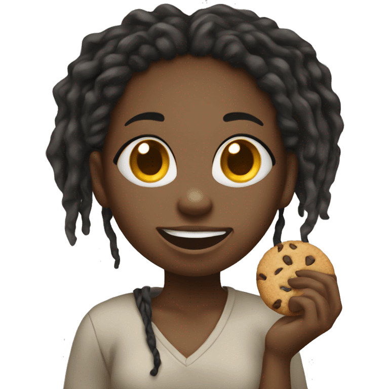 Black girl with dreads eating cookie emoji