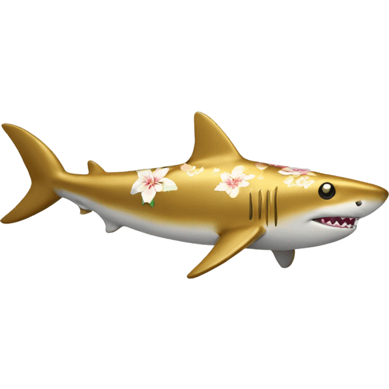 Golden shark with floral pattern on its body  emoji