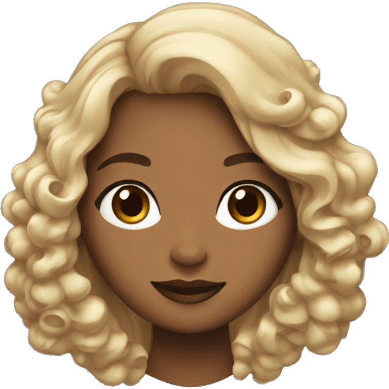 Dos chicas, una alta de pelo negro largo y rizado, otra más pequeña de pelo ondulado y castaño  emoji