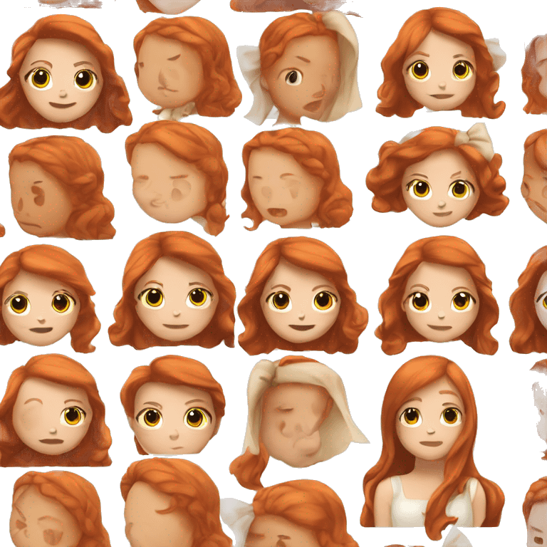 Red-haired girl with long hair and a white bow in hair with pale skin emoji