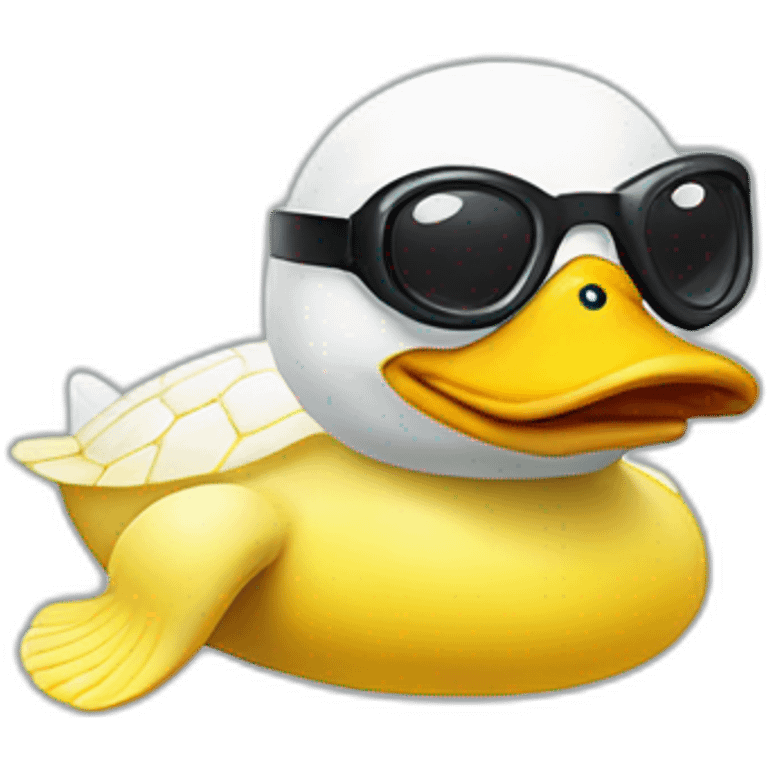 White turtle duck with yellow googles emoji