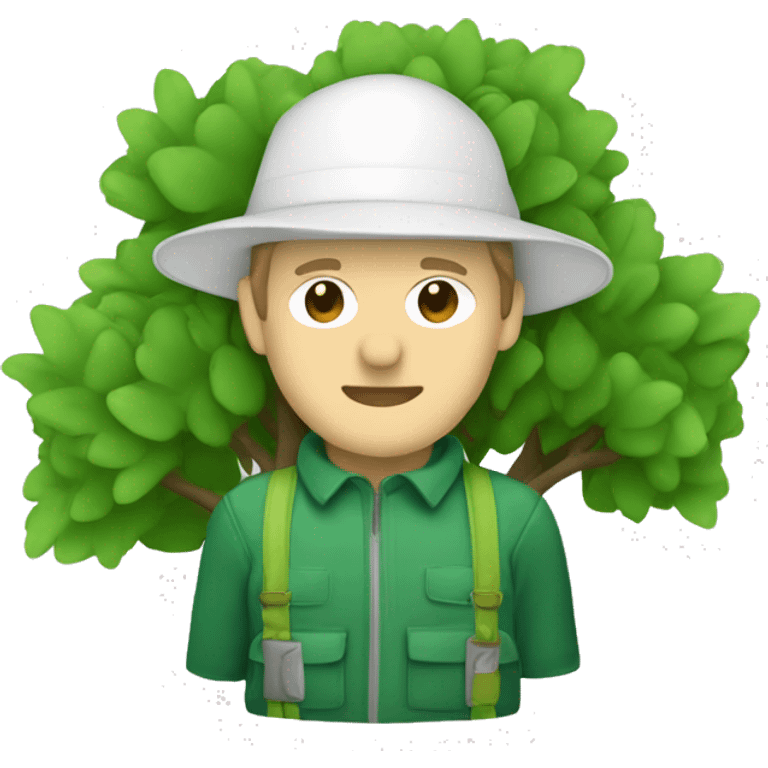 gardener pith helmet jacket white green trees  emoji