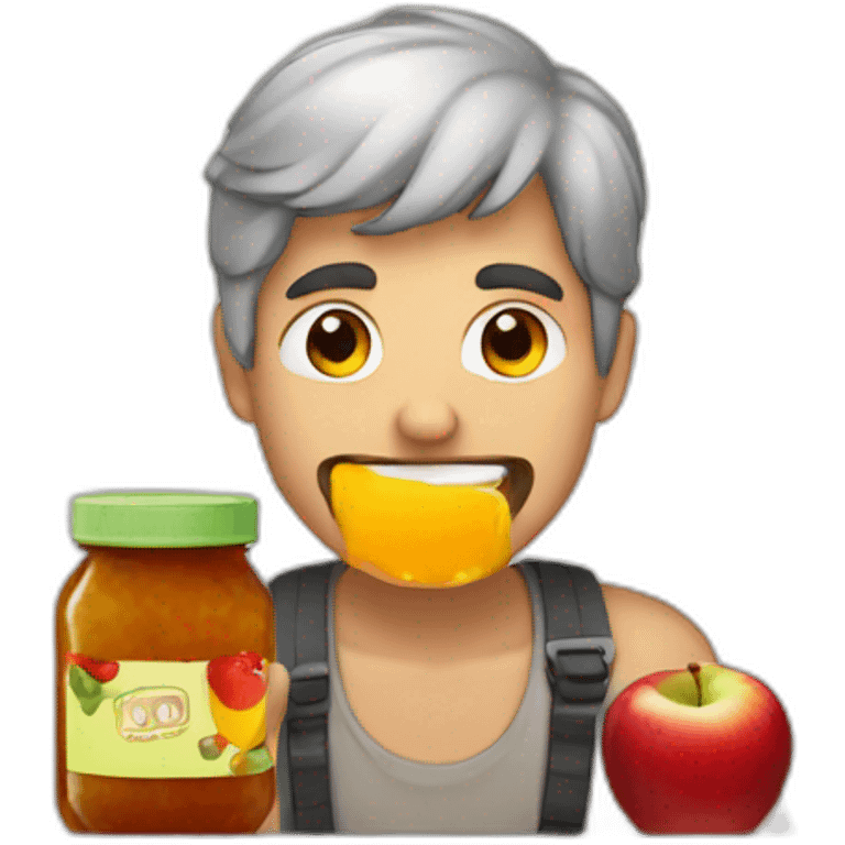 Guy eating apple jam emoji