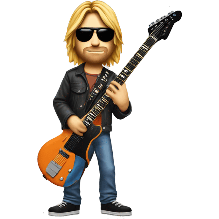 Kurt Cobain is holding an electric guitar, which is a headshot, but it would be nice to have an electric guitar, which is Fanta branded emoji