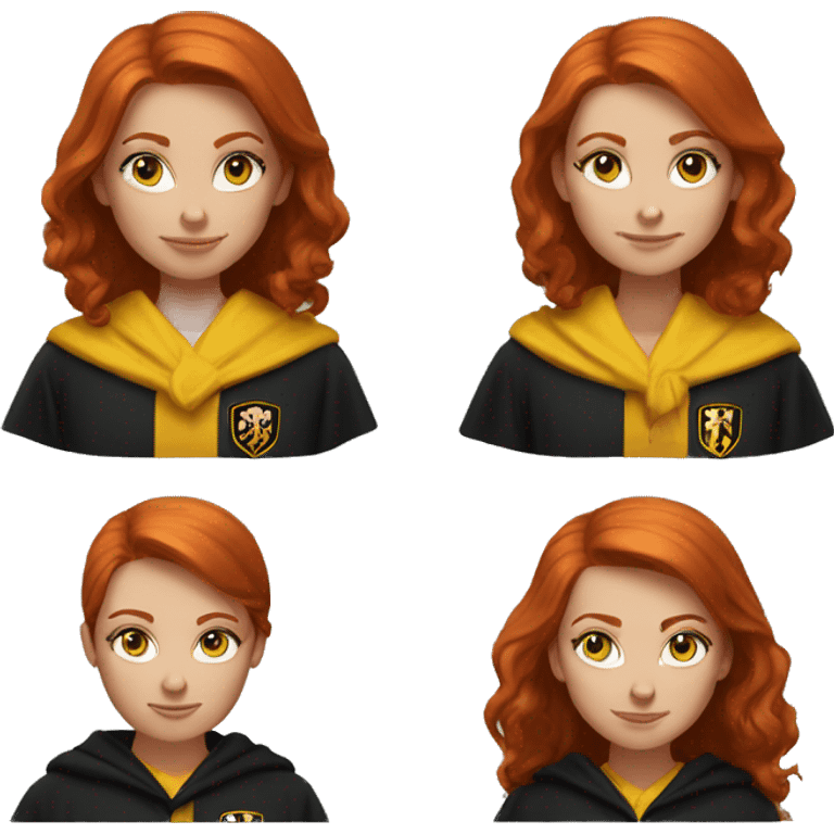 Redhead female with blue eyes in hufflepuff robes emoji