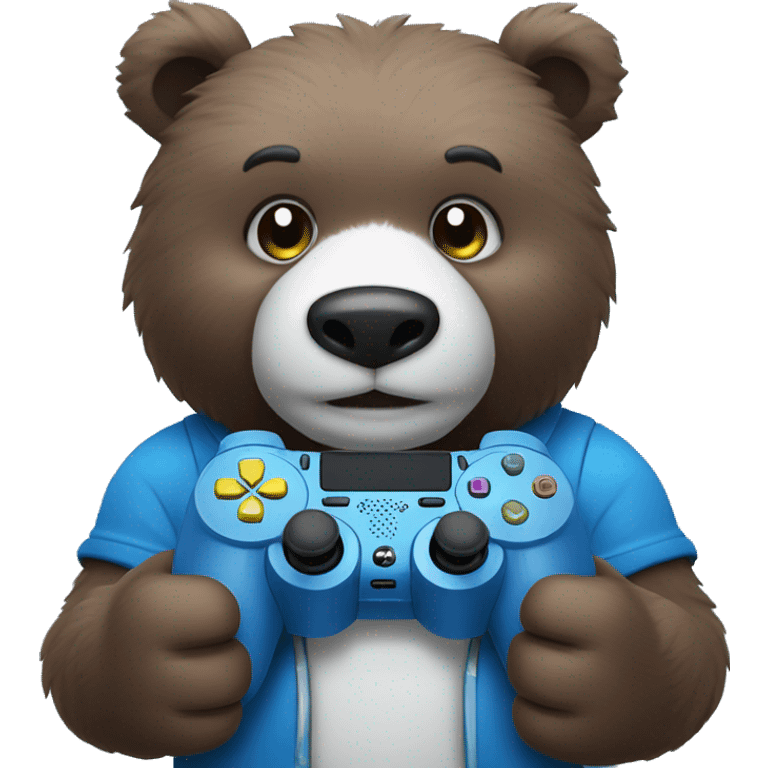 Blue Bear Holding a PS5 controller and giving a thumbs up emoji