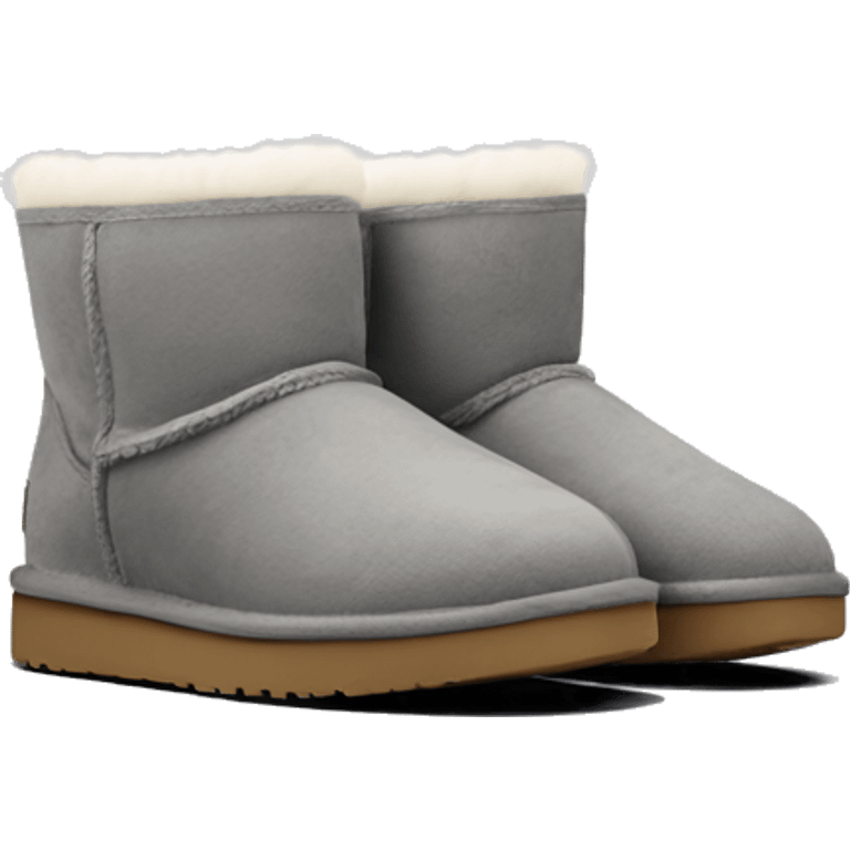 pair of grey ugg minis with fur  emoji