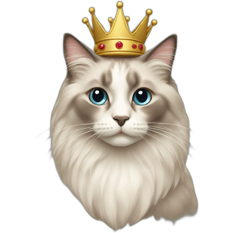 Ragdoll cat with a crown in his head emoji