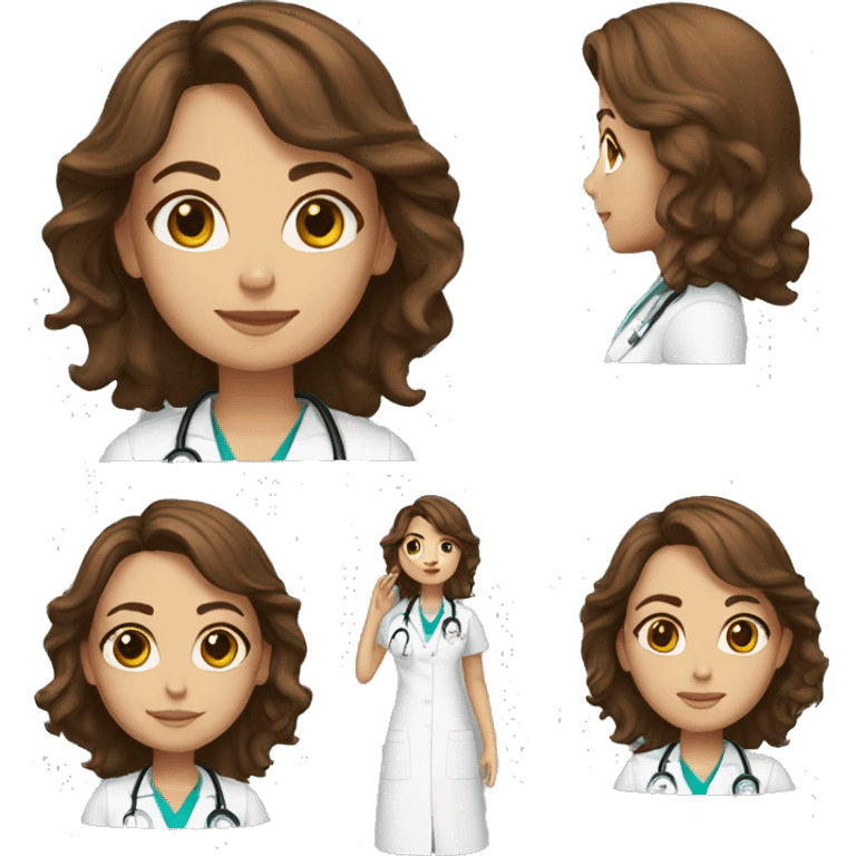 Doctor woman brown hair shoulderlength brown eyes  emoji