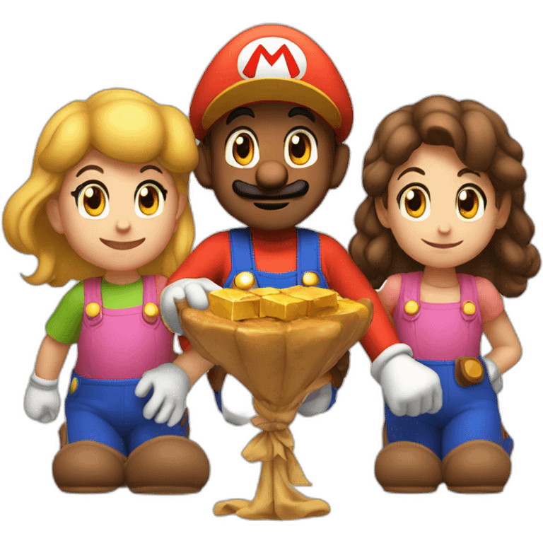 Four children playing super Mario wonder emoji