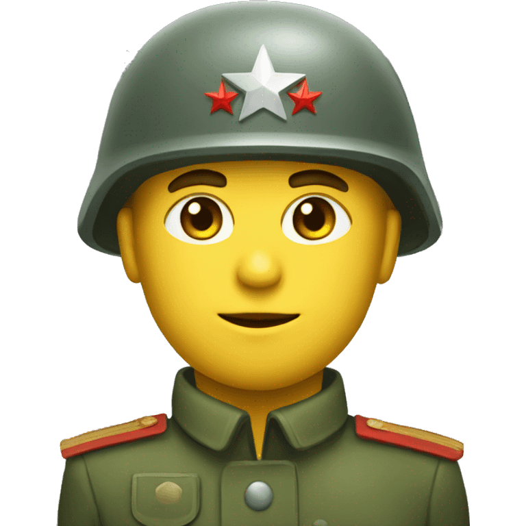 ussr soldier serious with military helmet with red star emoji