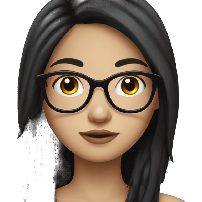 white skin girl with glasses and black longhair emoji