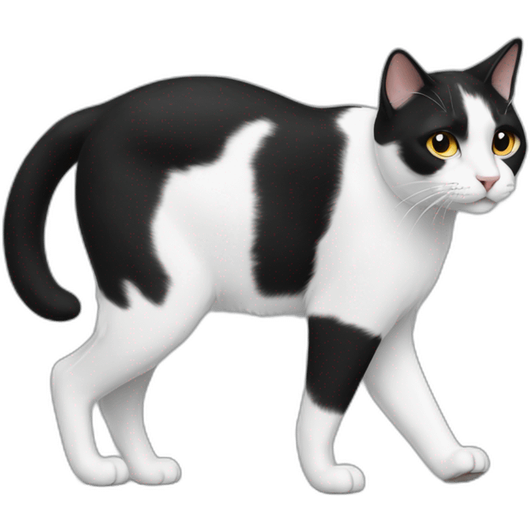 Black and white cat walking from side emoji