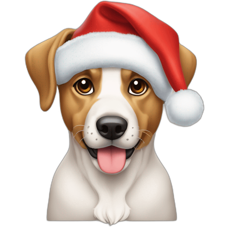 Perro con gorro de navidad  emoji