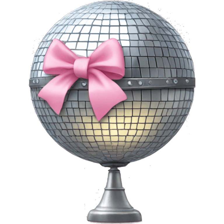 Disco ball with light pink bow emoji