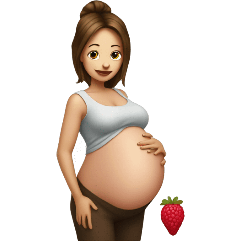 Pregnant with a rasberry in the belly emoji