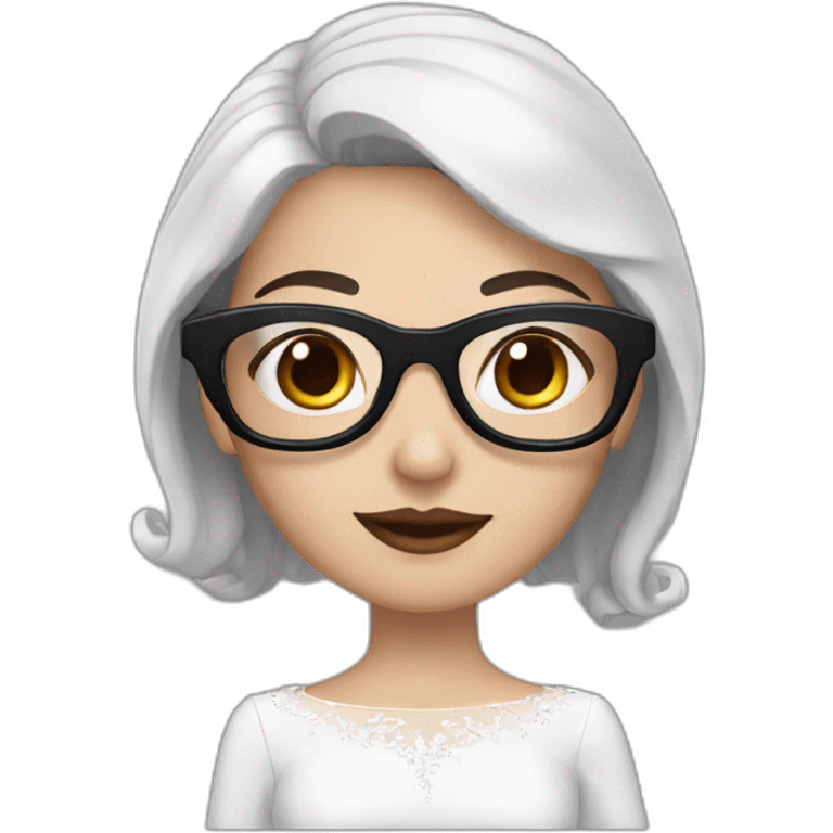 a white bride with black hair and  glasses and a long sleeves emoji