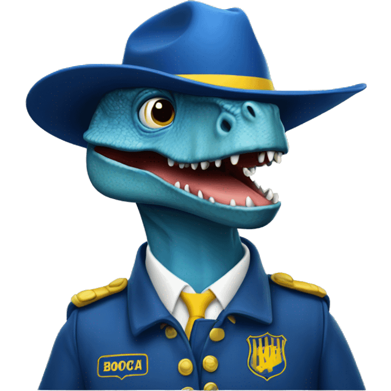 Dinosaurio azul con sombrero de boca juniors  emoji