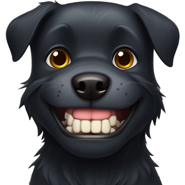 black dog with tooth pain emoji